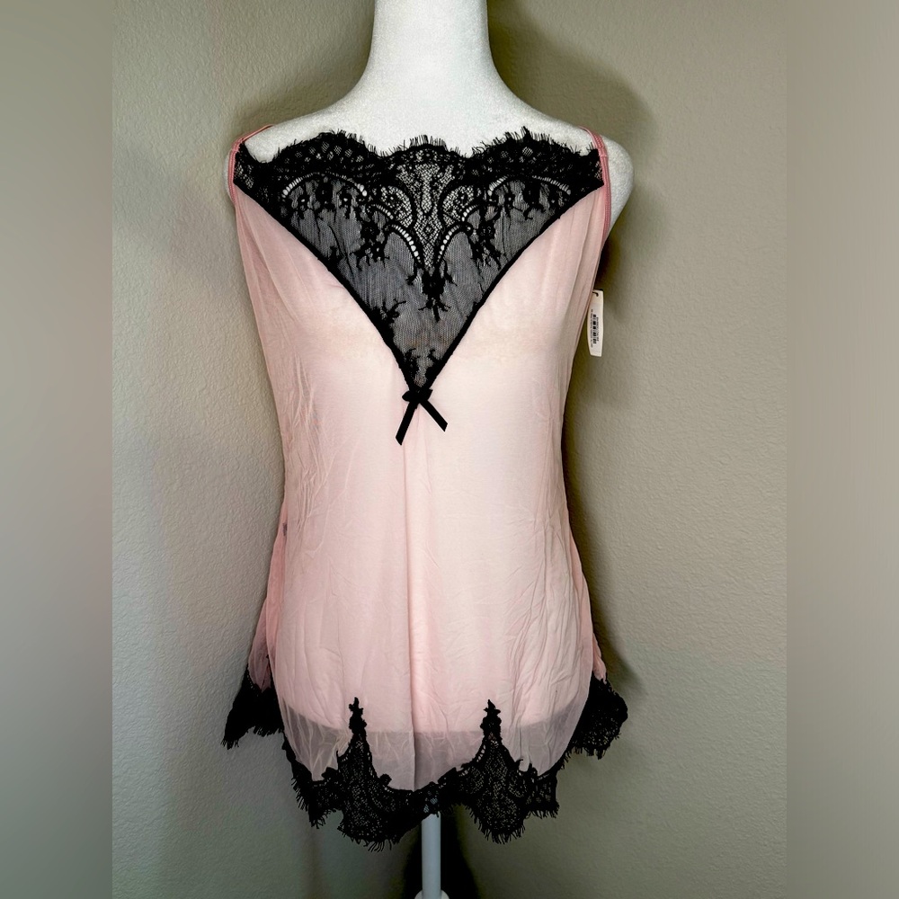 Adore Me Light Pink Lingerie Camisole with Black Lace 4X